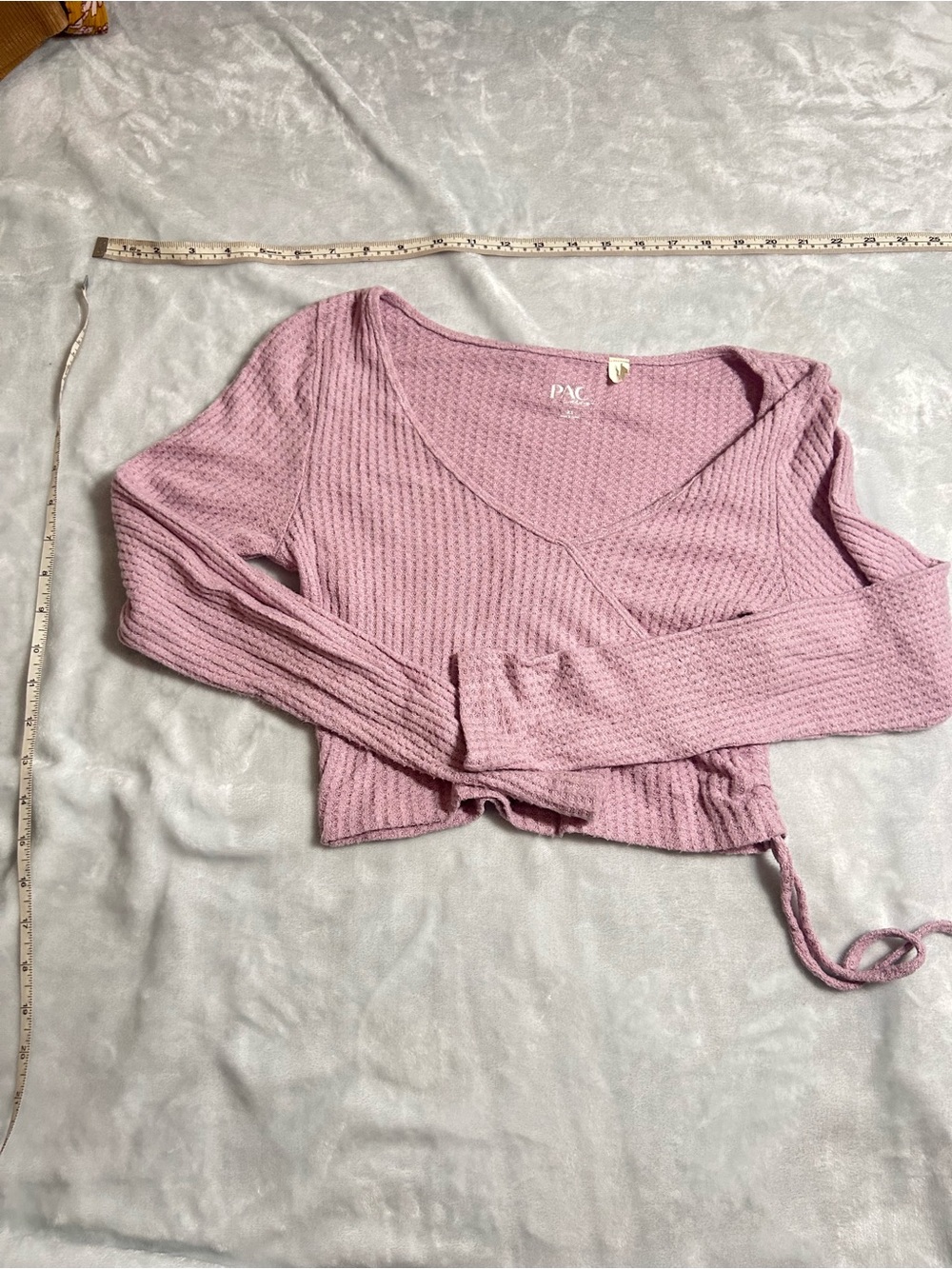 PacSun Mauve Pink Waffle-Knit Wrap Long Sleeve Top